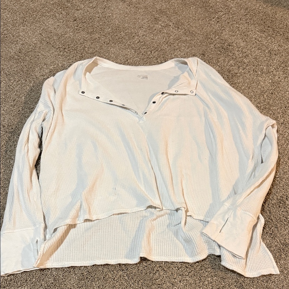 Women's Aerie white waffle Long Sleeve Top